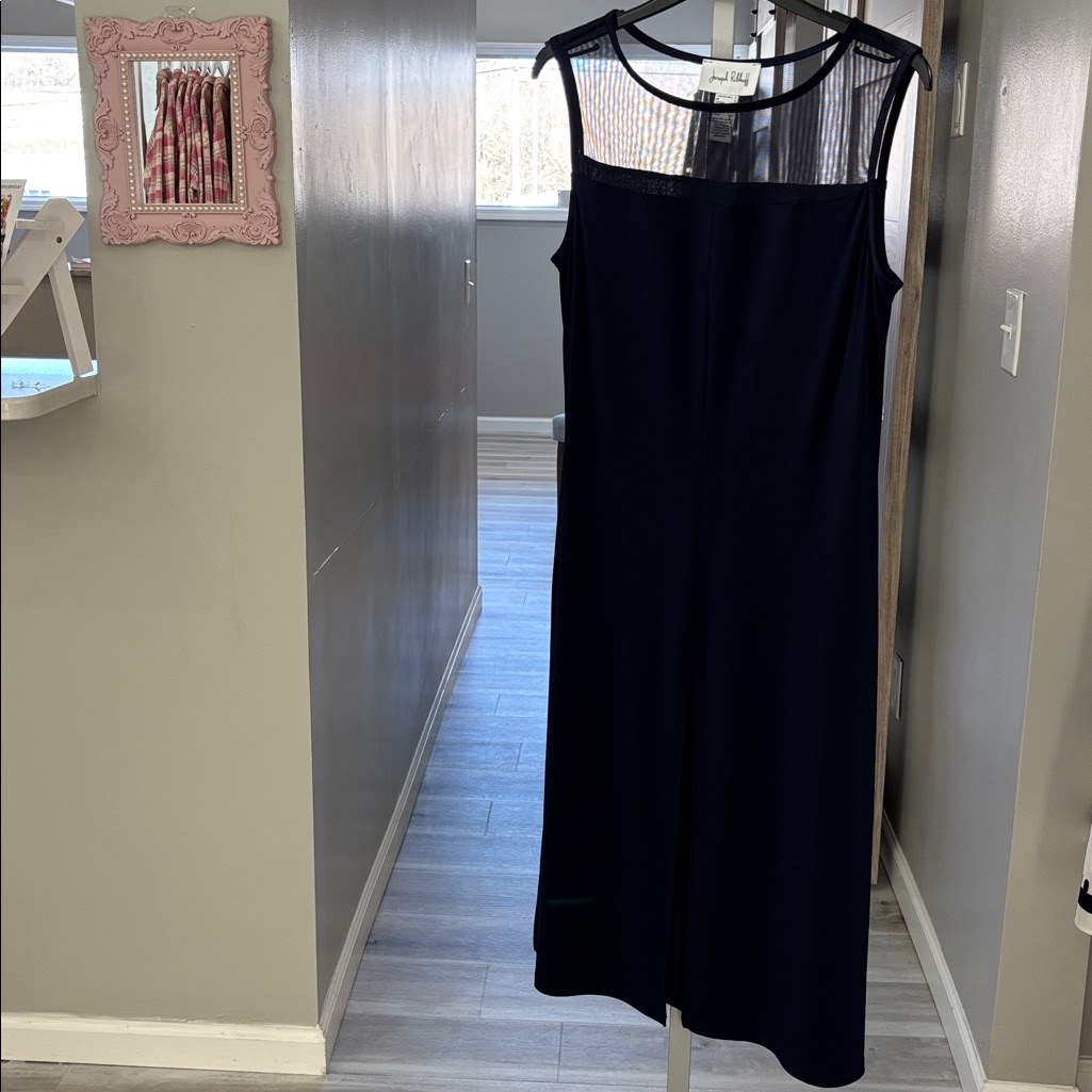 Joseph Ribkoff Sleeveless Navy Tunic With Sheer Yoke